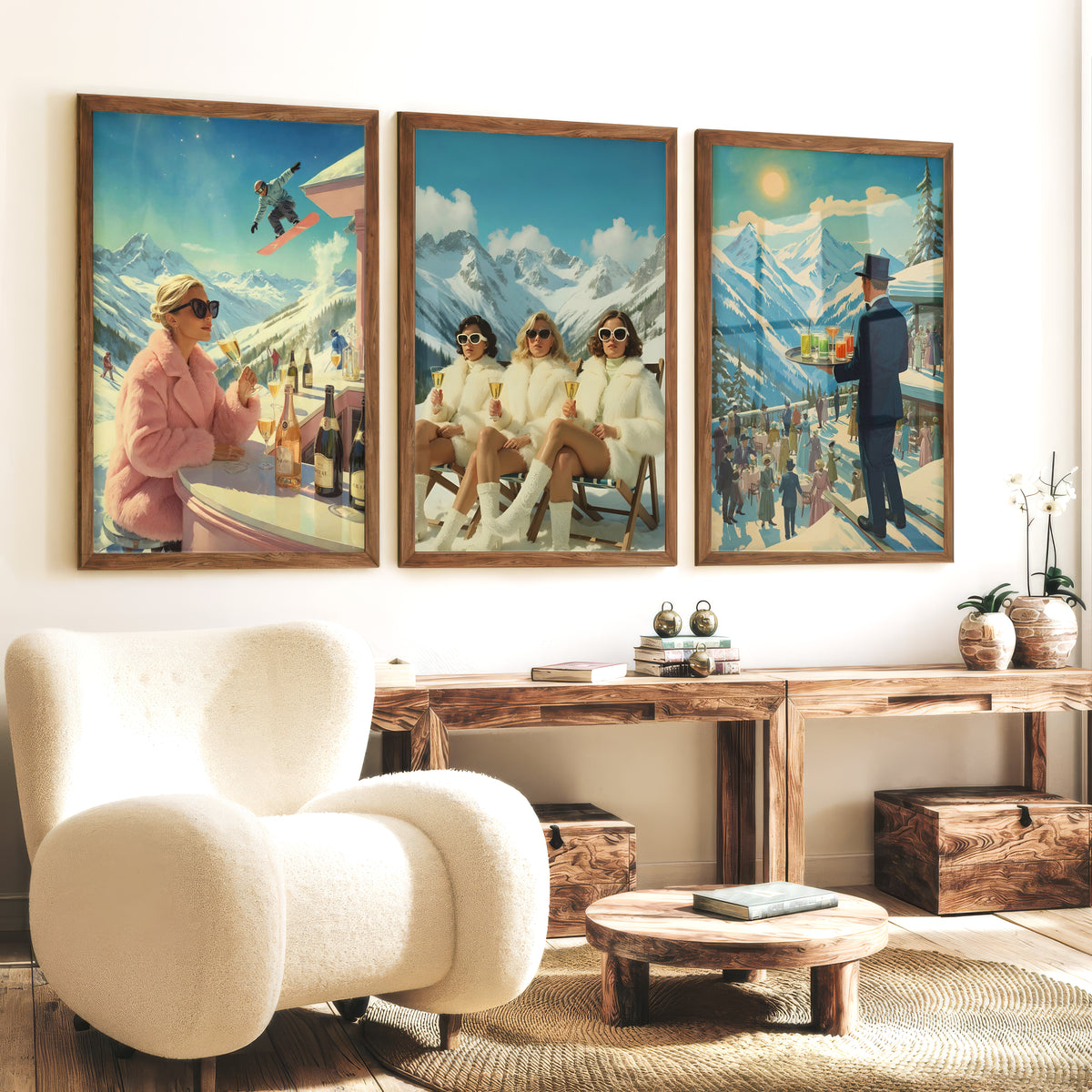 Vintage Ski Resort Wall Art – Retro Apres Ski Posters – Artworksets