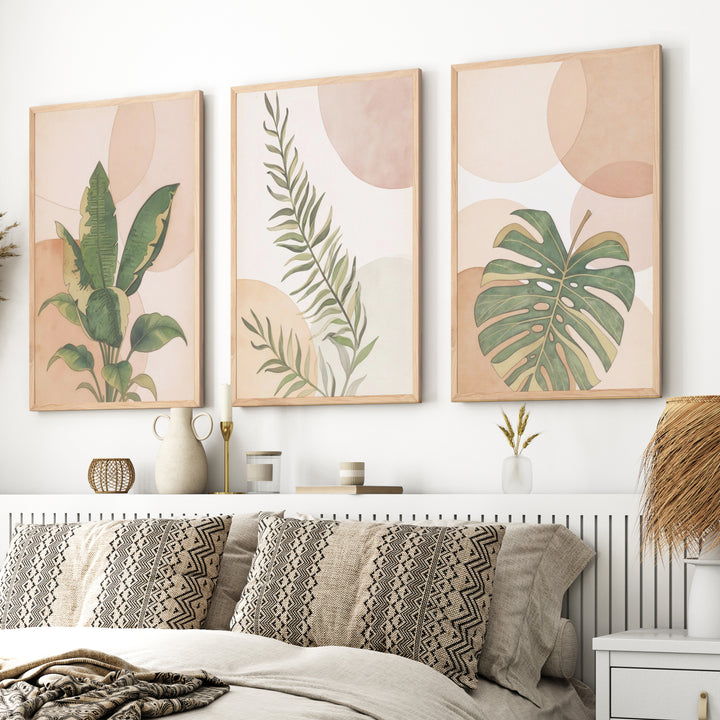 3 Piece Terracotta Boho Wall Art – Green Tropical Leaves



 - Natural Wood Framed Poster No Border - Artworksets