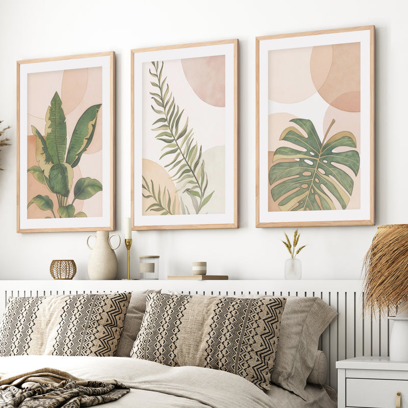 3 Piece Terracotta Boho Wall Art – Green Tropical Leaves



- Natural Wood Framed Poster with White Border - Artworksets