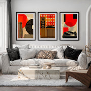 70s Retro Wall Art with Vinyl Stereo Graphics - Black Framed Poster with White Border - Artworksets
