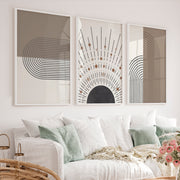Abstract Art for Sale Modern Geometric Minimal Set of 3 - White Framed Poster No Border - Artworksets