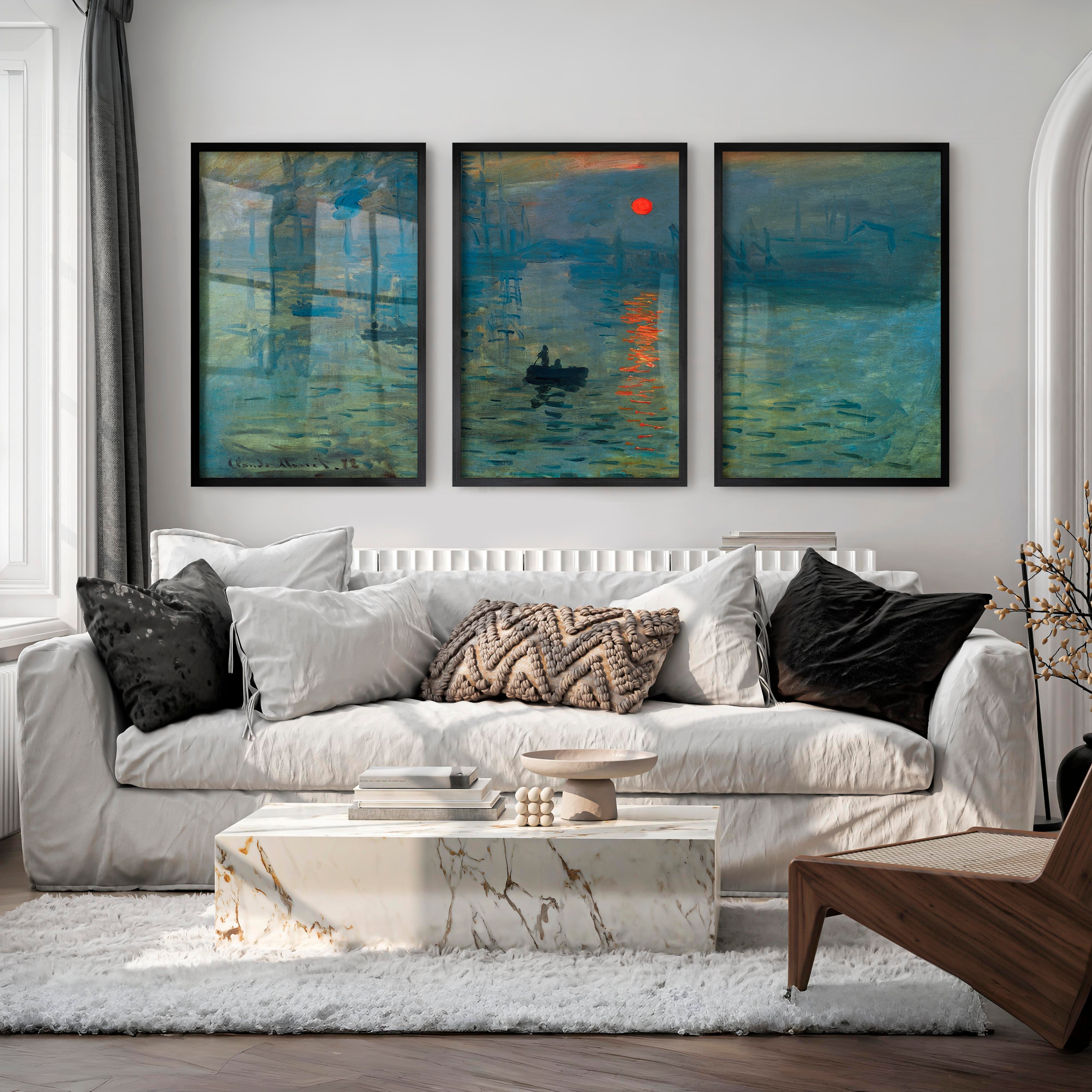 Abstract Art Prints for Sale – Monet-Style Impressionist Wall Decor - Black Framed Poster No Border - Artworksets