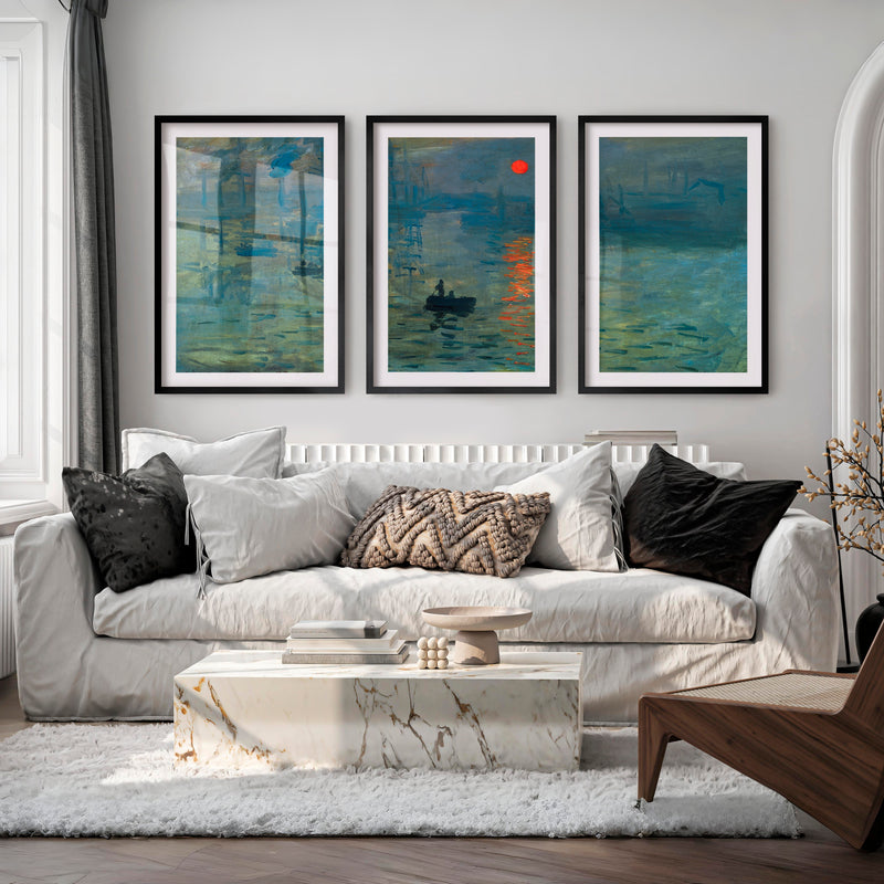 Abstract Art Prints for Sale – Monet-Style Impressionist Wall Decor - Black Framed Poster with White Border - Artworksets