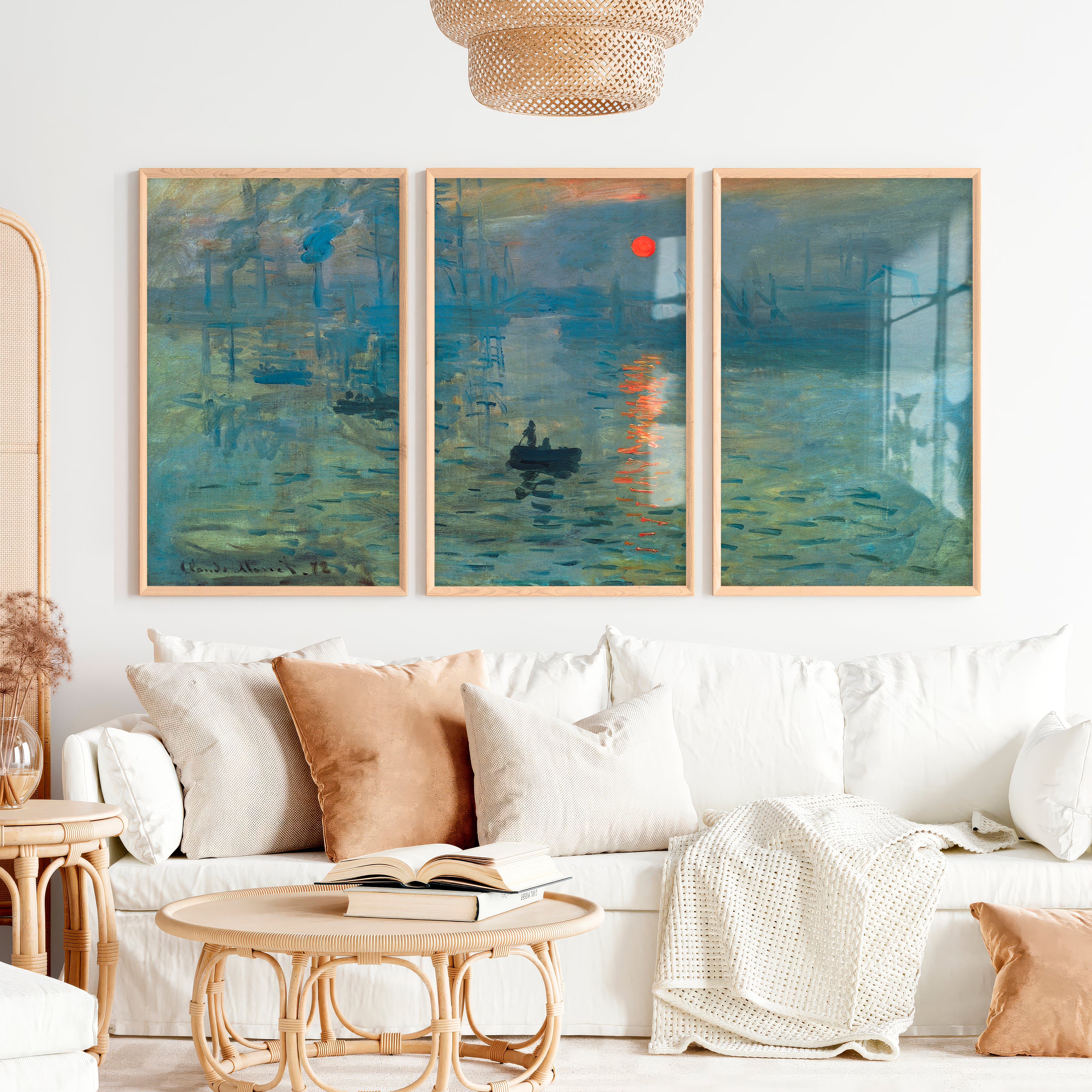 Abstract Art Prints for Sale – Monet-Style Impressionist Wall Decor - Natural Wood Framed Poster No Border - Artworksets