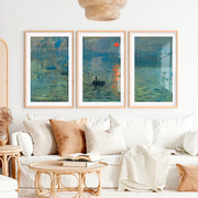 Abstract Art Prints for Sale – Monet-Style Impressionist Wall Decor- Natural Wood Framed Poster with White Border - Artworksets