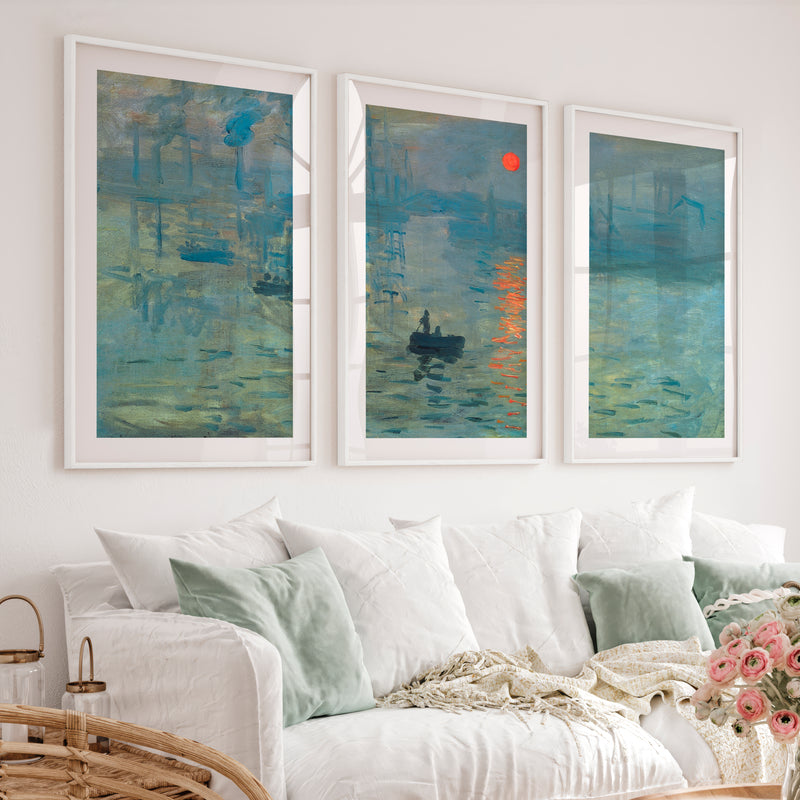 Abstract Art Prints for Sale – Monet-Style Impressionist Wall Decor - White Framed Poster with White Border - Artworksets