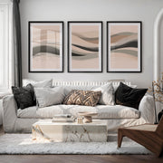 Abstract Artwork Prints Featuring Organic Wave Forms - Black Framed Poster with White Border - Artworksets