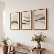 Abstract Artwork Prints Featuring Organic Wave Forms - Dark Brown Framed Poster with White Border - Artworksets
