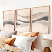 Abstract Artwork Prints Featuring Organic Wave Forms - Natural Wood Framed Poster No Border - Artworksets