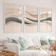 Abstract Artwork Prints Featuring Organic Wave Forms - White Framed Poster No Border - Artworksets