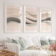 Abstract Artwork Prints Featuring Organic Wave Forms - White Framed Poster with White Border - Artworksets