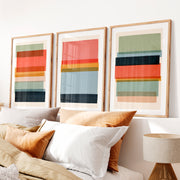 Abstract geometric artwork featuring layered translucent rectangles- Natural Wood Framed Poster with White Border - Artworksets