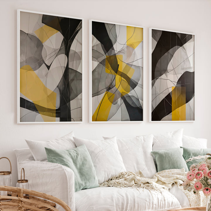 Abstract Painting for Sale – Modern Wall Art Set of 3 - White Framed Poster No Border - Artworksets