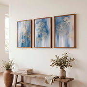 Abstract painting with flowers in gold outlines - Dark Brown Framed Poster No Border - Artworksets