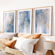 Abstract painting with flowers in gold outlines- Natural Wood Framed Poster with White Border - Artworksets