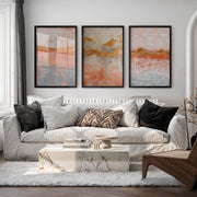 Abstract Paintings with Gold Horizontal Accents - Black Framed Poster No Border - Artworksets