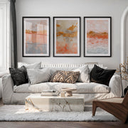 Abstract Paintings with Gold Horizontal Accents - Black Framed Poster with White Border - Artworksets