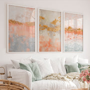 Abstract Paintings with Gold Horizontal Accents - White Framed Poster No Border - Artworksets