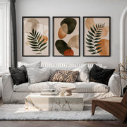 Abstract Wall Art Featuring Stylized Green Fern Leaves - Black Framed Poster No Border - Artworksets