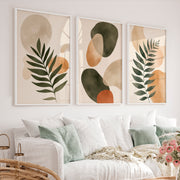 Abstract Wall Art Featuring Stylized Green Fern Leaves - White Framed Poster No Border - Artworksets