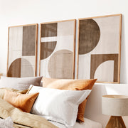 Abstract wall art with geometric shapes in earthy tones - Natural Wood Framed Poster No Border - Artworksets