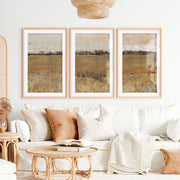 Abstract Wall Painting – Neutral Landscape Art- Natural Wood Framed Poster with White Border - Artworksets