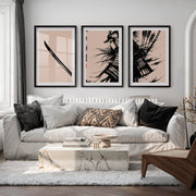 Art Prints Japanese Ink Splash Triptych - Black Framed Poster with White Border - Artworksets