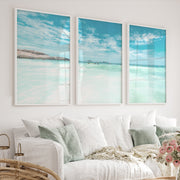 Bright Surf art prints ocean Horizon - White Framed Poster No Border - Artworksets