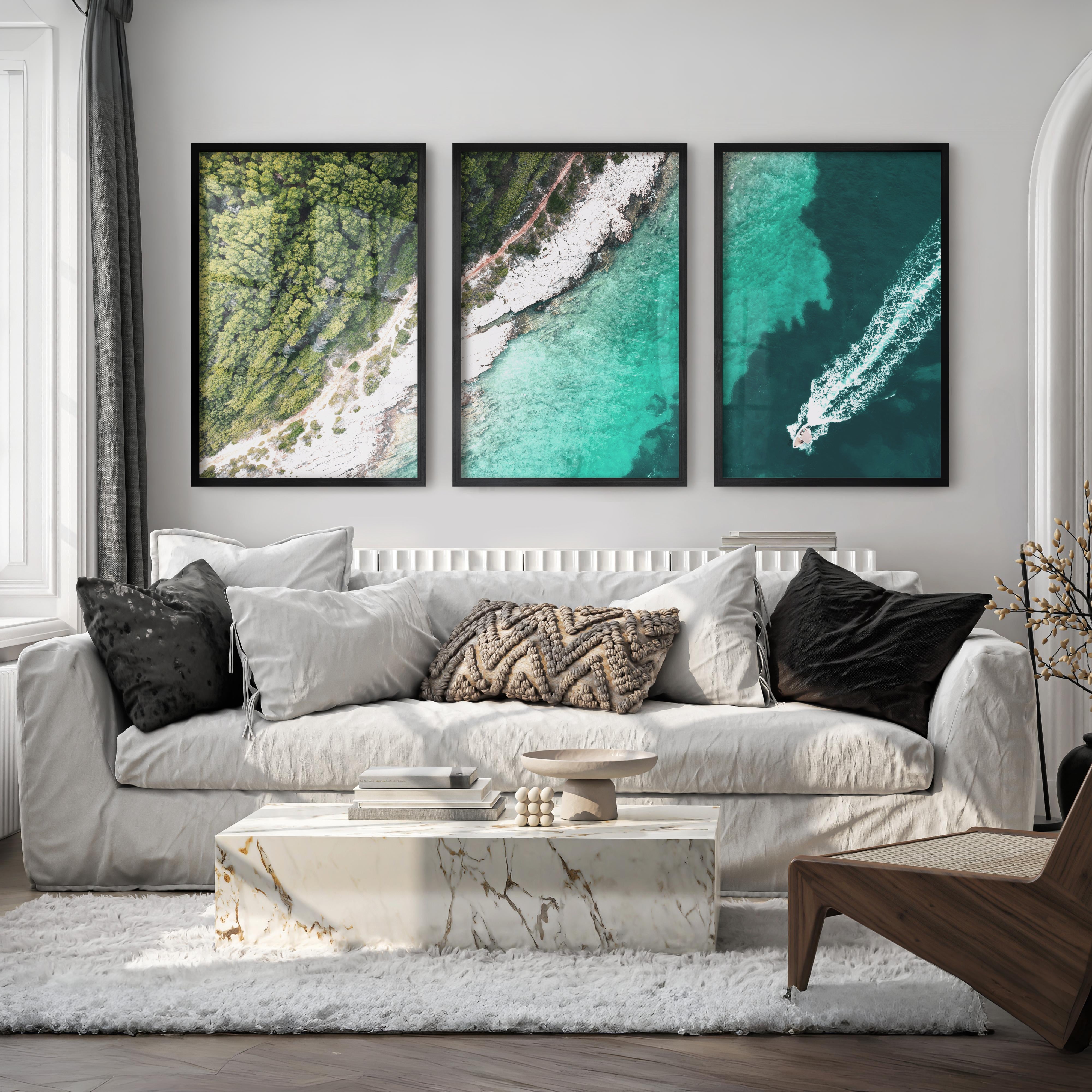 Turquoise Coast artwork ocean - Black Framed Poster No Border - Artworksets