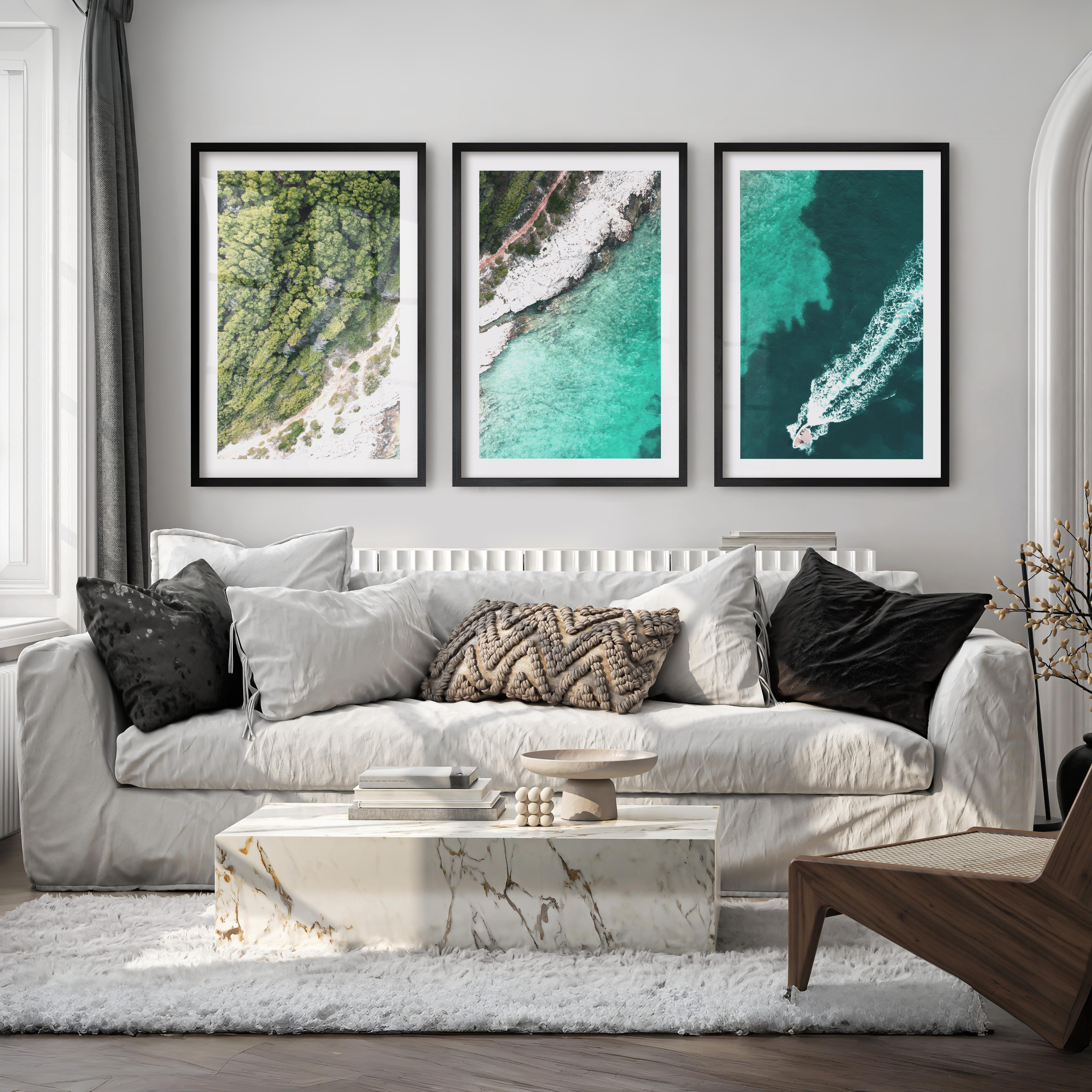 Turquoise Coast artwork ocean - Black Framed Poster with White Border - Artworksets