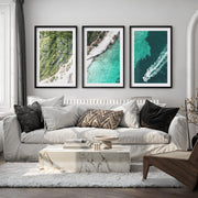 Turquoise Coast artwork ocean - Black Framed Poster with White Border - Artworksets