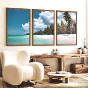 Palm Shore beach art wall - Dark Brown Framed Poster No Border - Artworksets