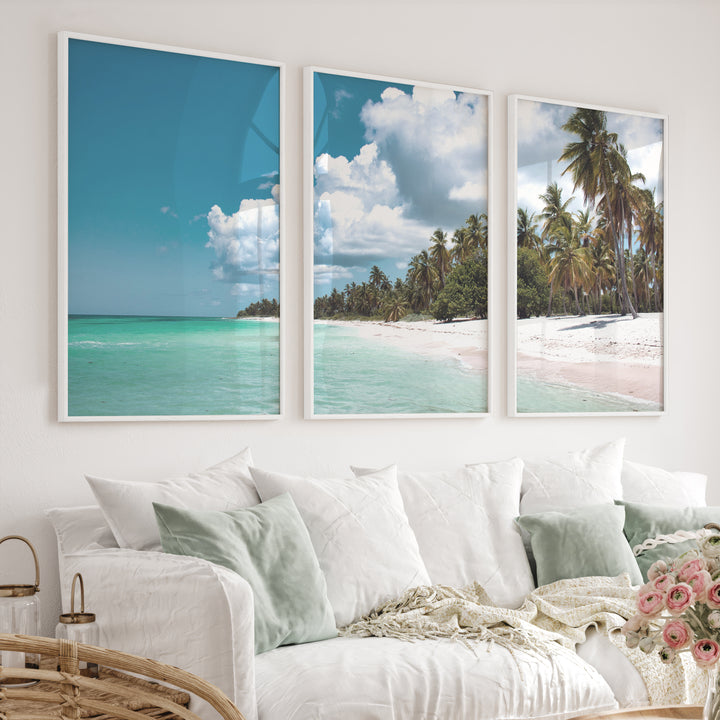 Palm Shore beach art wall - White Framed Poster No Border - Artworksets