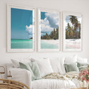 Palm Shore beach art wall - White Framed Poster with White Border - Artworksets
