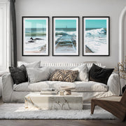 Ocean Jetty Beach Decor Wall - Black Framed Poster with White Border - Artworksets