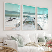 Ocean Jetty Beach Decor Wall - White Framed Poster No Border - Artworksets