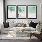 Surfer Shore Beach Decor Wall - Black Framed Poster with White Border - Artworksets