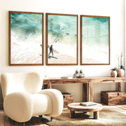 Surfer Shore Beach Decor Wall - Dark Brown Framed Poster No Border - Artworksets