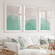 Aerial Shore Beach Inspired Wall Decor - White Framed Poster with White Border - Artworksets