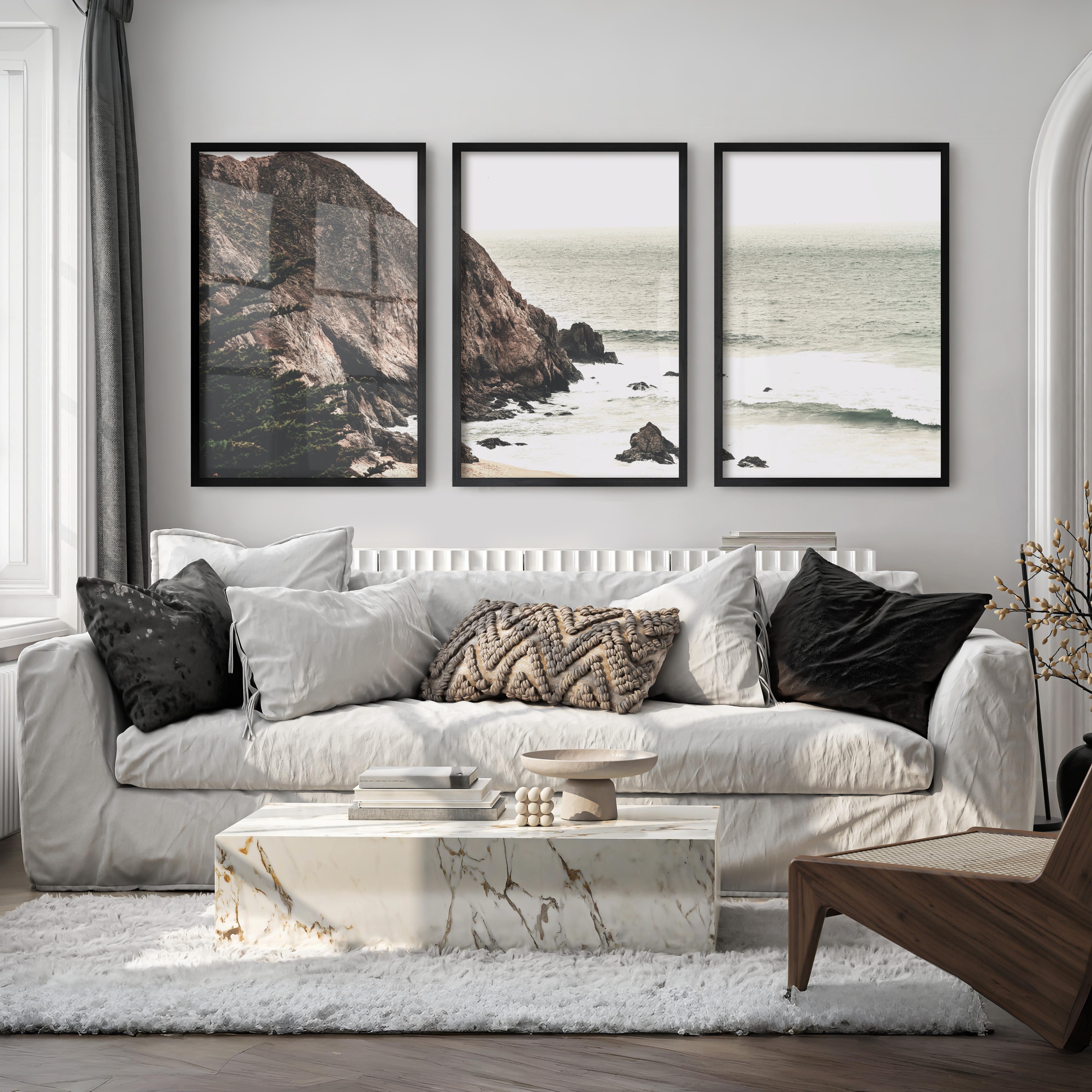 Rocky Cliff beach pictures for wall - Black Framed Poster No Border - Artworksets