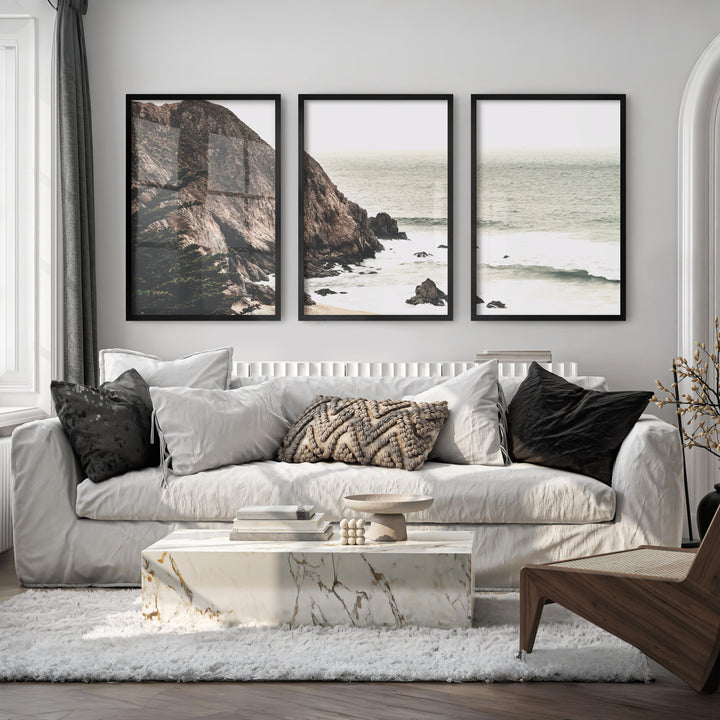 Rocky Cliff beach pictures for wall - Black Framed Poster No Border - Artworksets
