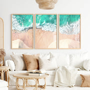 Aerial Waves Beach Pictures to Hang on Wall - Natural Wood Framed Poster No Border - Artworksets