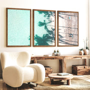 Palm Shadow Beach Pictures Wall Decor - Dark Brown Framed Poster No Border - Artworksets