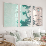Palm Shadow Beach Pictures Wall Decor - White Framed Poster No Border - Artworksets