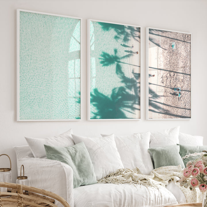 Palm Shadow Beach Pictures Wall Decor - White Framed Poster No Border - Artworksets