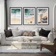 Aerial Sand Cove Beach Prints for Wall - Black Framed Poster with White Border - Artworksets
