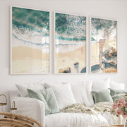 Aerial Sand Cove Beach Prints for Wall - White Framed Poster No Border - Artworksets