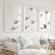 Aerial Beach Umbrellas beach prints for wall - White Framed Poster with White Border - Artworksets