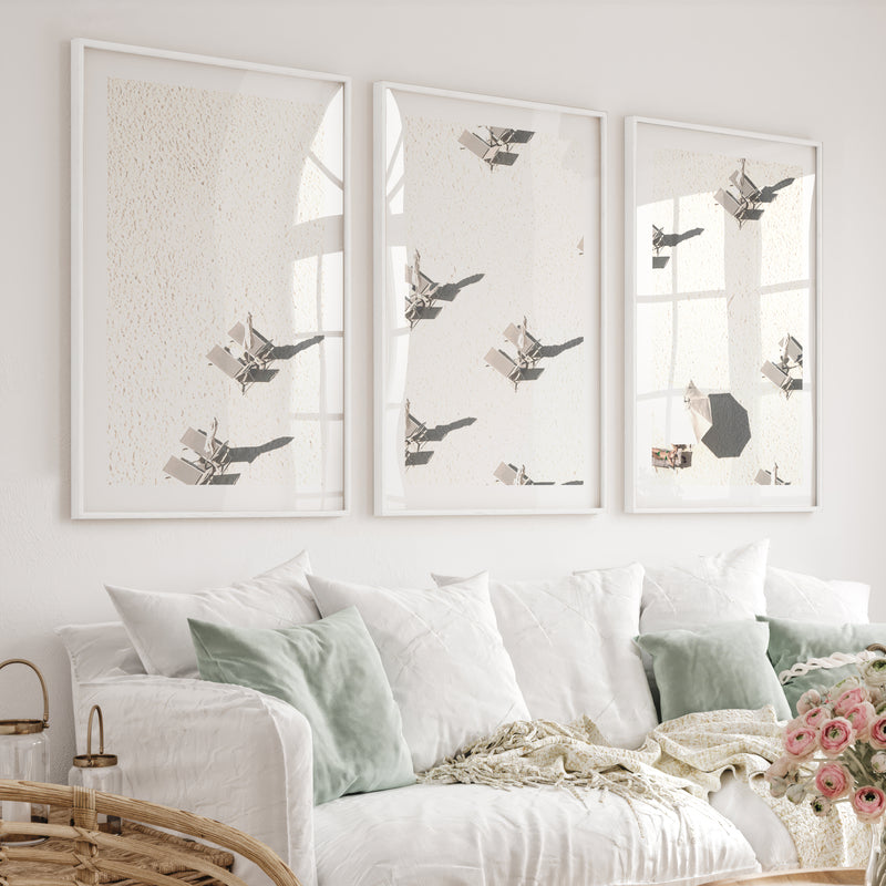 Aerial Beach Umbrellas beach prints for wall - White Framed Poster with White Border - Artworksets