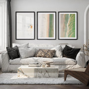Aerial Shoreline Beach Style Wall Art - Black Framed Poster with White Border - Artworksets